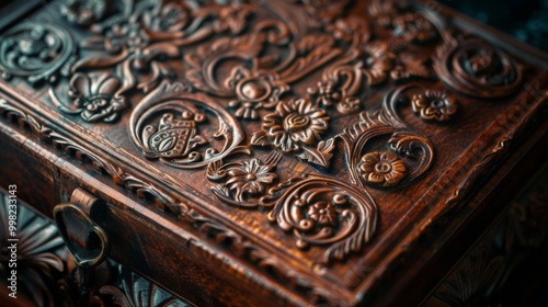 Antique wooden chests with Gothic engravement 