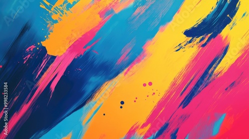 A dynamic abstract background filled with bold brush strokes and splashes of color, creating a vibrant and artistic feel that inspires creativity and imagination.