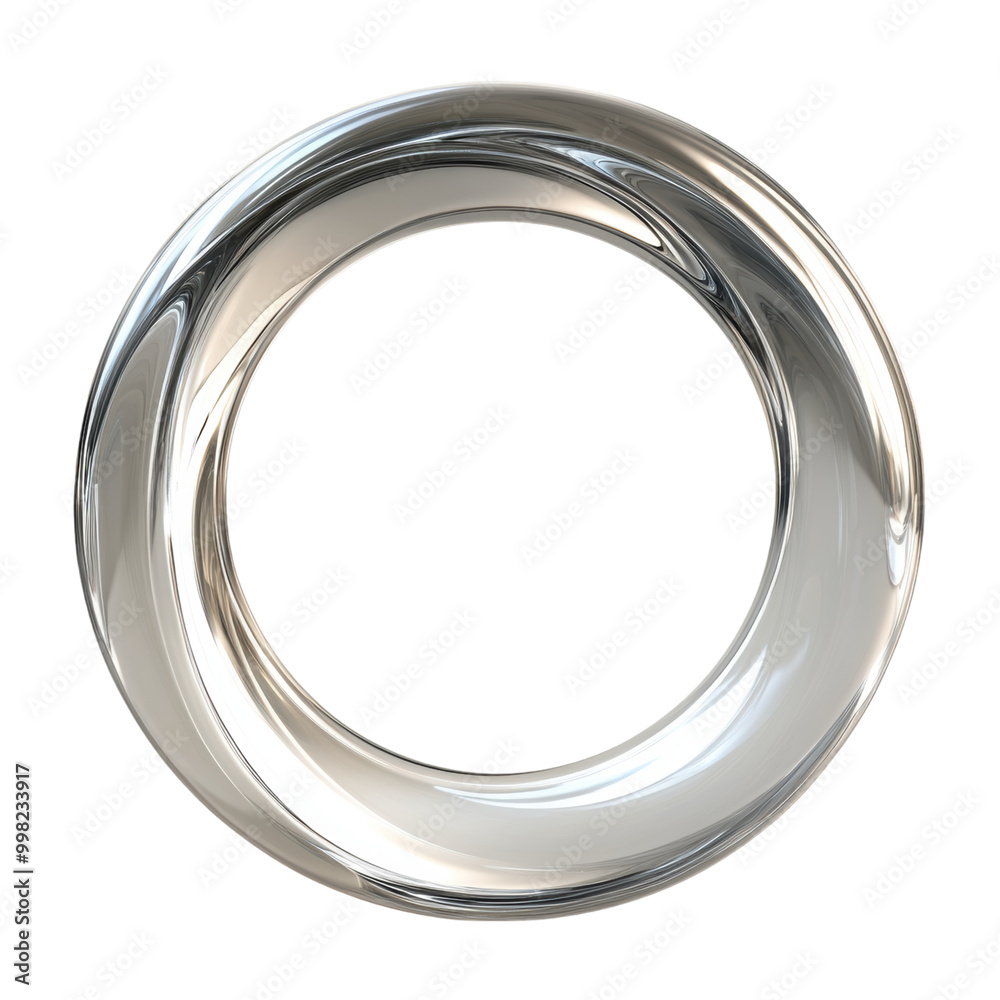 3D Glossy Circle: A sleek, glossy circle with a subtle 3D effect, reflecting light. png, transparent background.