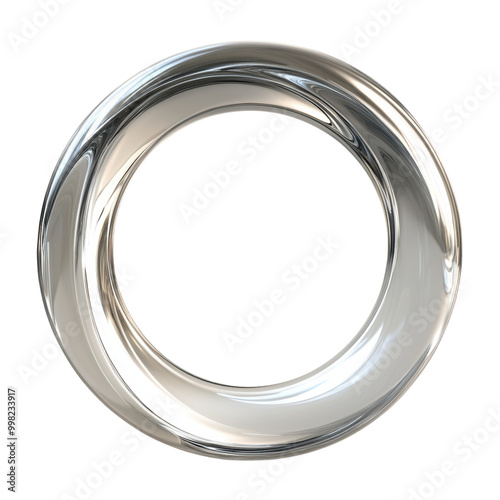 3D Glossy Circle: A sleek, glossy circle with a subtle 3D effect, reflecting light. png, transparent background.