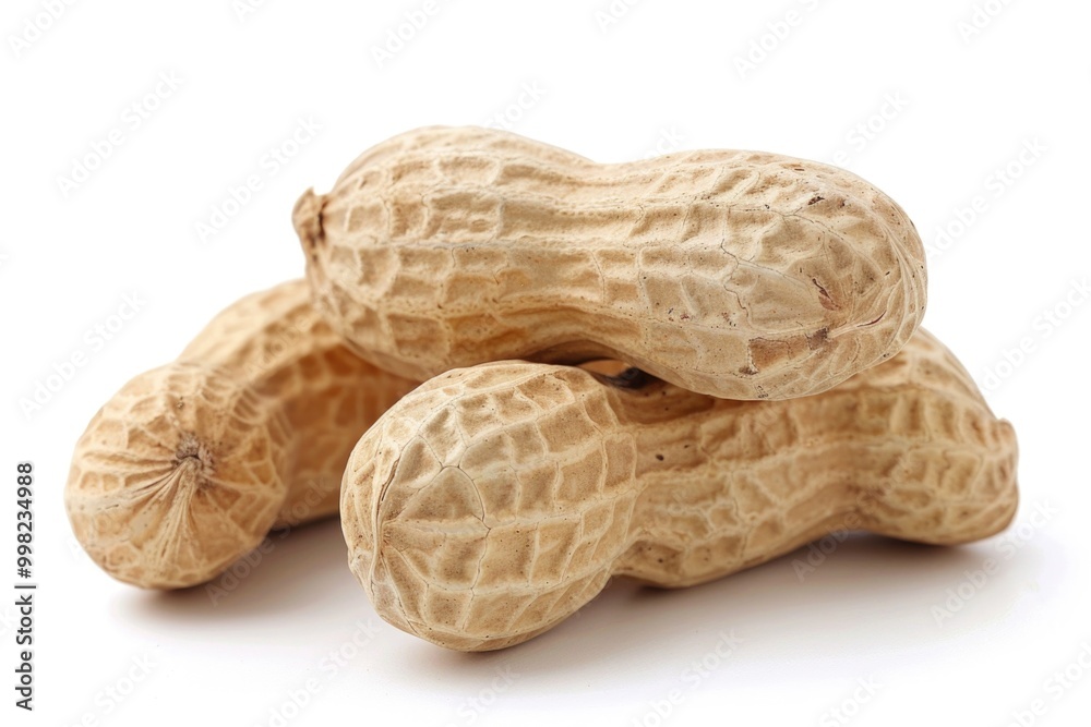 A stack of peanuts piled high, perfect for snacking or decoration A stack of peanuts piled high, perfect for snacking or decoration