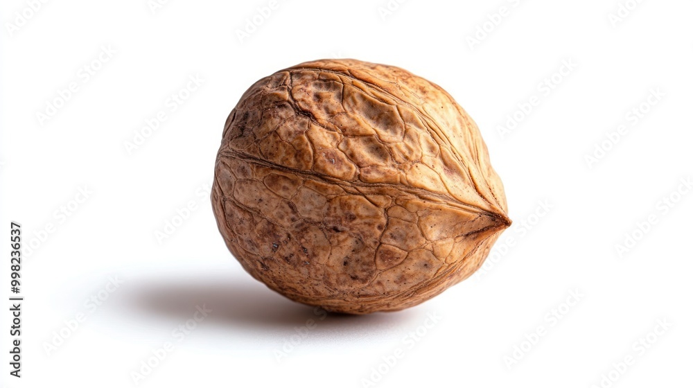 A Single Walnut Shell Isolated on a White Background A Single Walnut Shell Isolated on a White Background