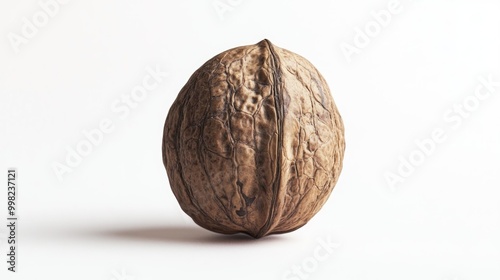 A Single Walnut Shell with a Rough, Brown Texture