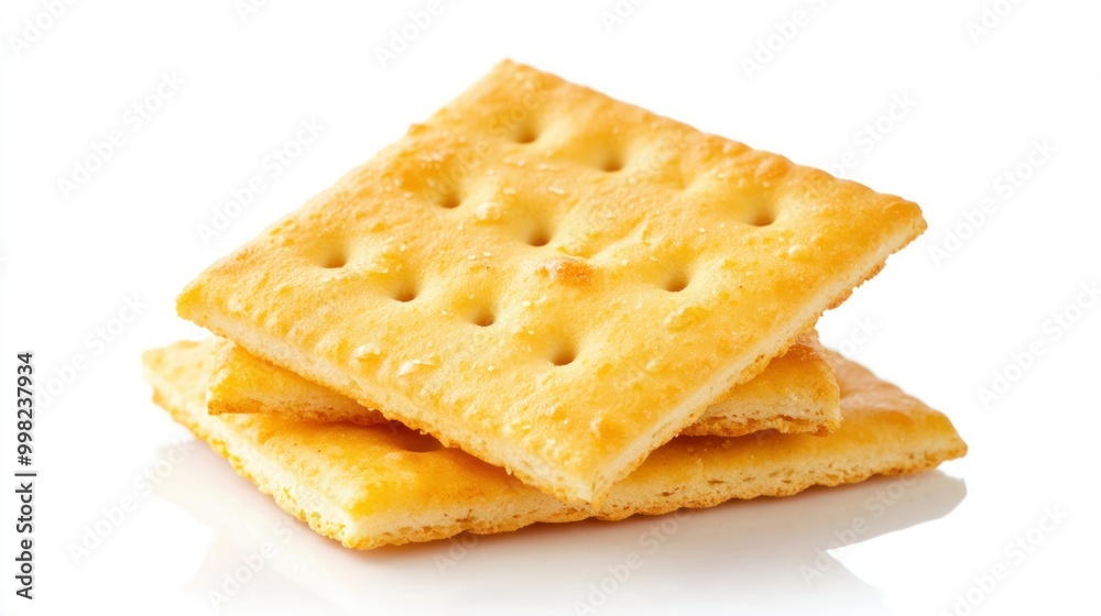 Stack of Square Saltine Crackers on White Background Stack of Square Saltine Crackers on White Background