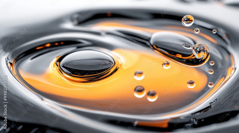 Abstract Water Droplets on Dark Surface with Orange Hue Abstract Water Droplets on Dark Surface with Orange Hue