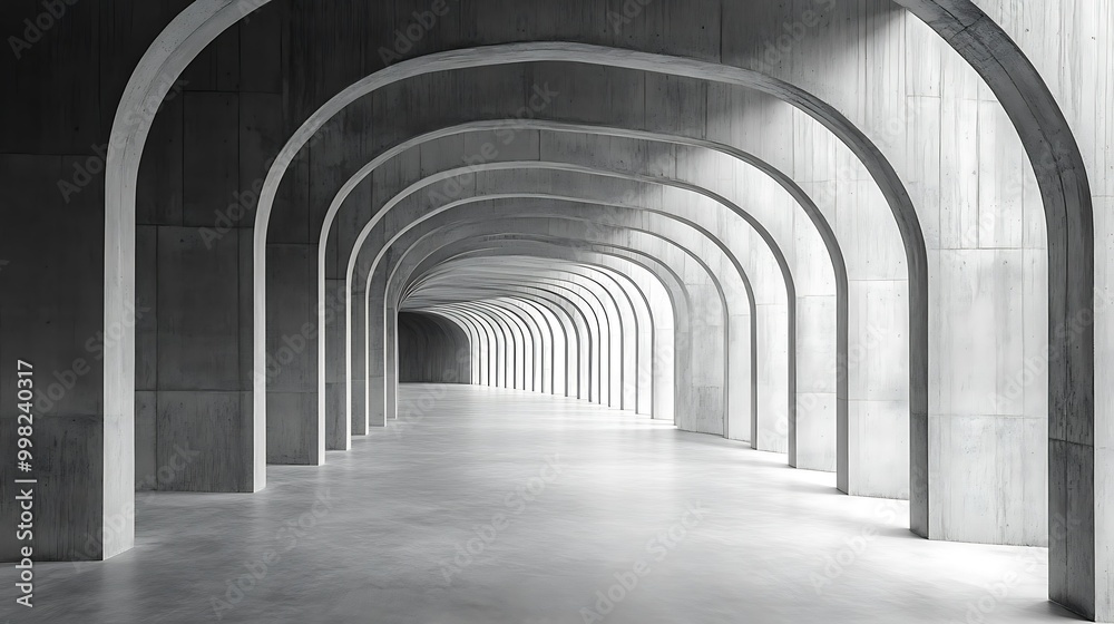 Obraz premium Minimalist concrete arches creating a serene corridor.