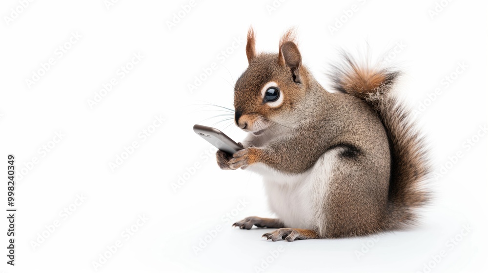 Obraz premium Happy Squirrel with Smartphone