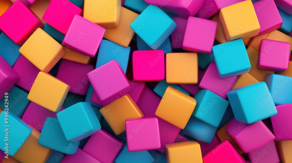Colorful Cubes Pattern in Bright Shades Colorful Cubes Pattern in Bright Shades