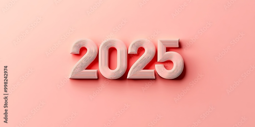 3D representation of the year 2025 on a pink background. 3D representation of the year 2025 on a pink background.