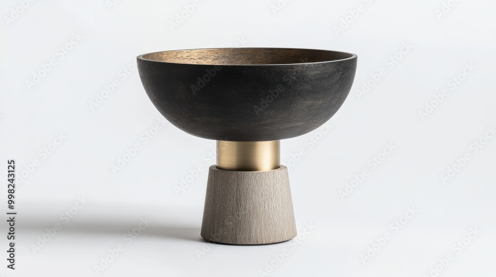 A modern bedside lamp with a brass base, isolated on a white background A modern bedside lamp with a brass base, isolated on a white background