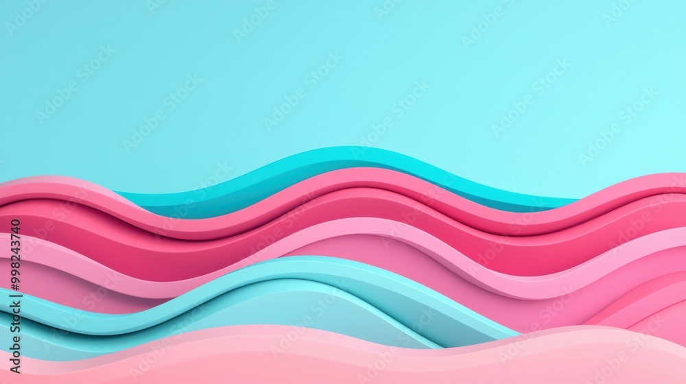 Colorful Waves of Paper in Soft Pastel Tones Colorful Waves of Paper in Soft Pastel Tones