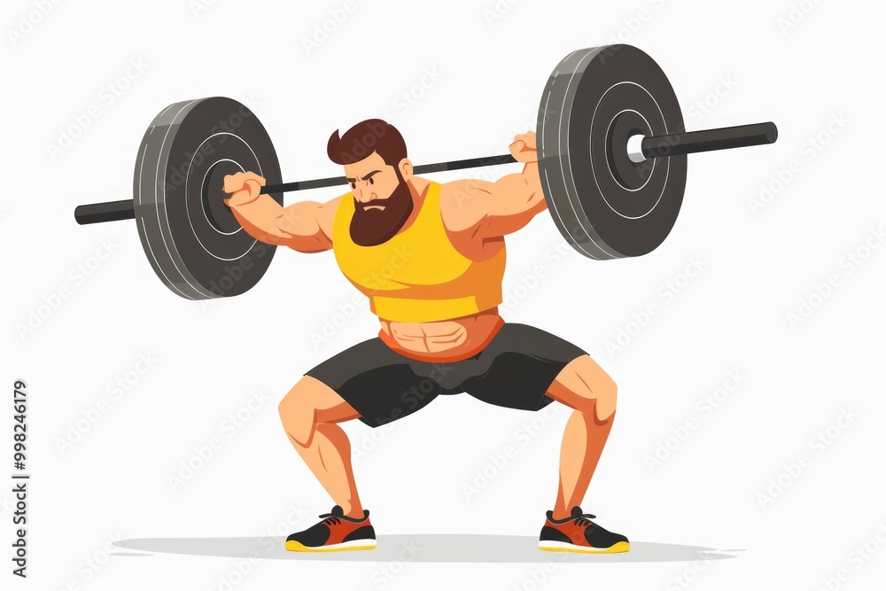 A person lifting weights on a clean white background, ideal for fitness and exercise illustrations A person lifting weights on a clean white background, ideal for fitness and exercise illustrations