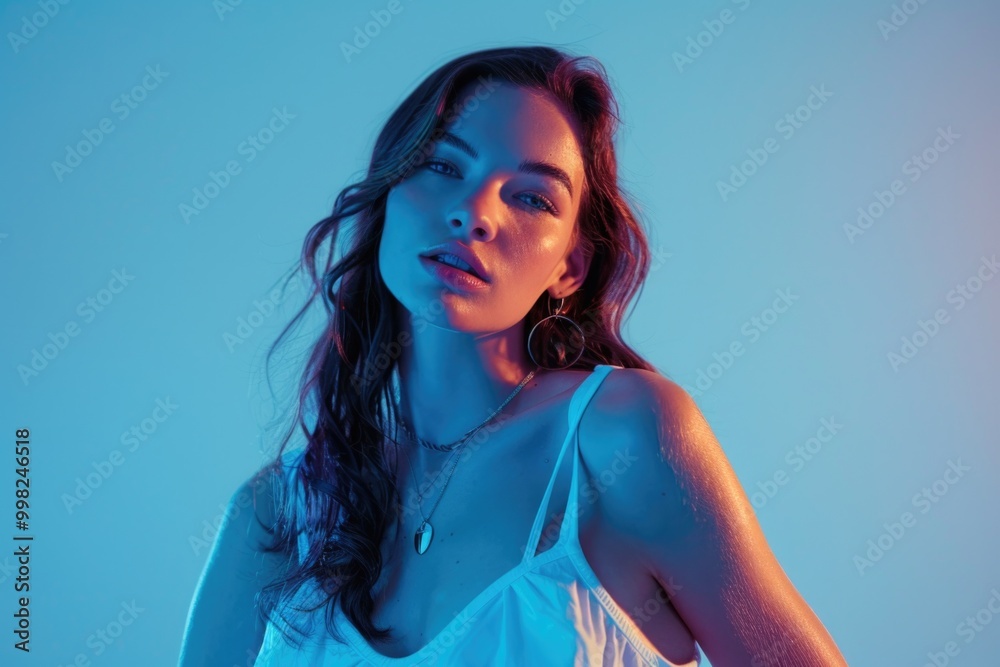 A woman posing for a photo in a white dress, suitable for fashion or beauty use A woman posing for a photo in a white dress, suitable for fashion or beauty use