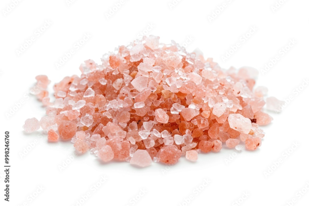 A collection of pink crystals arranged neatly on a white surface, perfect for decorative or scientific use A collection of pink crystals arranged neatly on a white surface, perfect for decorative or scientific use