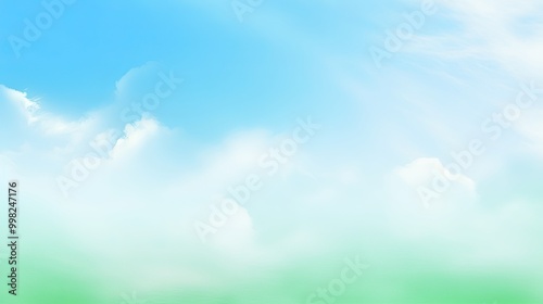 Abstract nature-themed wallpaper design for world environment day: beautiful blurred green and blue sky background with soft light effects, ideal for eco-friendly and tranquil spaces.



