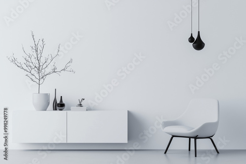 Elegant minimalistic interior design mockup