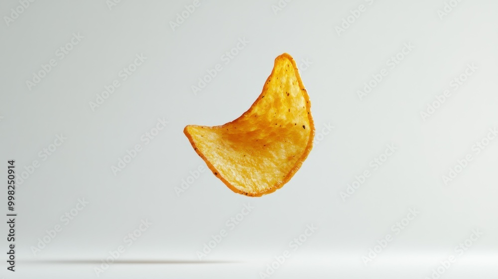 A Single Tortilla Chip Floating Against a White Background A Single Tortilla Chip Floating Against a White Background
