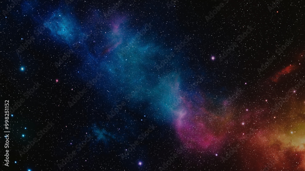 Naklejka premium Deep Space Nebula with Colorful Stars and Galaxies 