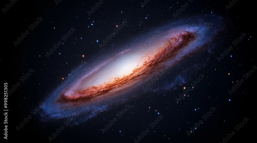 Obraz premium Spiral Galaxy with Bright Core and Dusty Rings in Space 