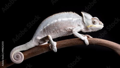 Female fischer chameleon on a black background