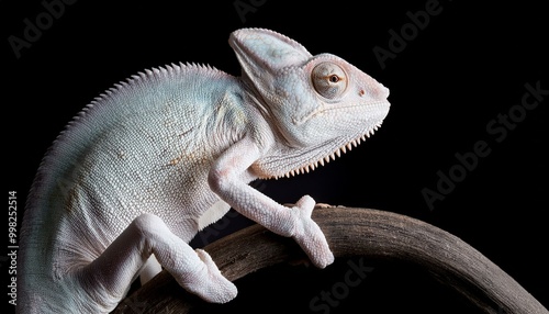 Female fischer chameleon on a black background photo