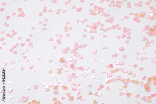 sparkles hearts on white background with text place - Image