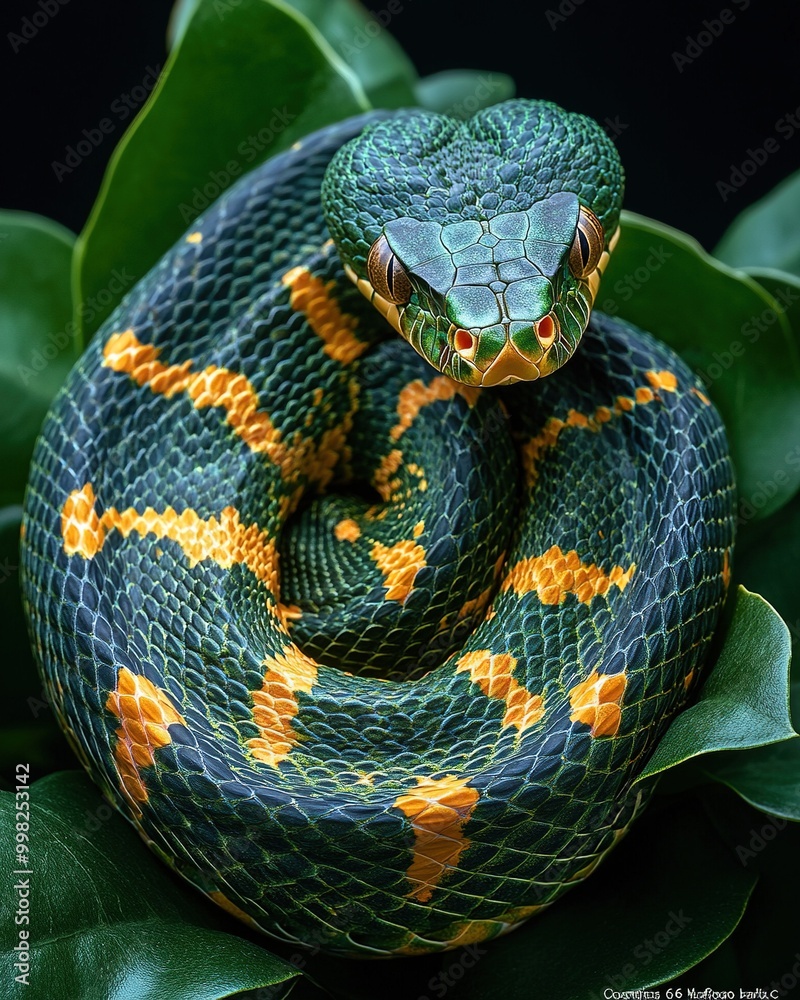 Fototapeta premium Close-Up of a Snake's Vibrant Textured Tail Showcasing Intricate Patterns and Natural Beauty