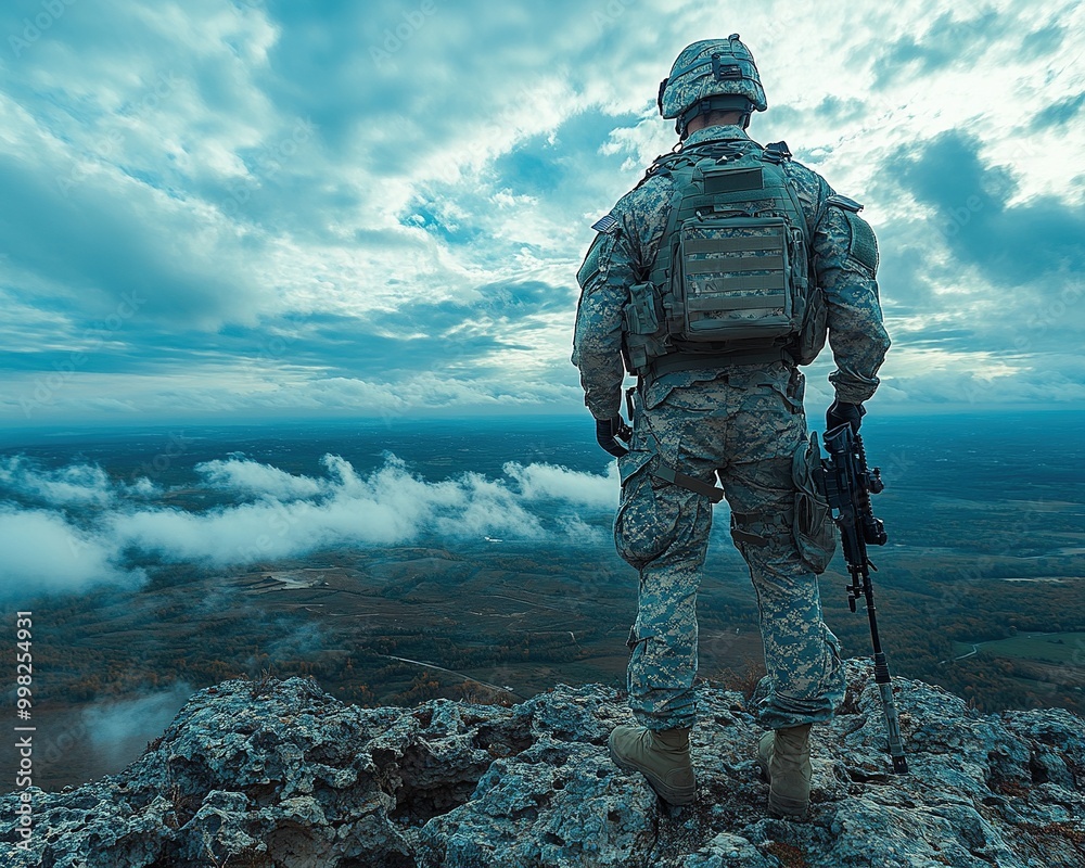 Detailed Illustration of a Military Man in Uniform, Showcasing Strength and Discipline in Service Detailed Illustration of a Military Man in Uniform, Showcasing Strength and Discipline in Service