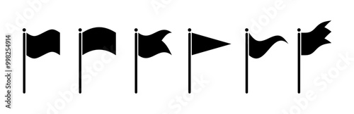 A series of flag silhouettes isolated