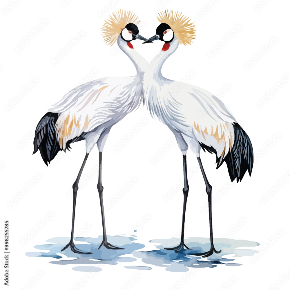 Obraz premium Crane birds vector Japanese style vector watercolor art isolated on white background