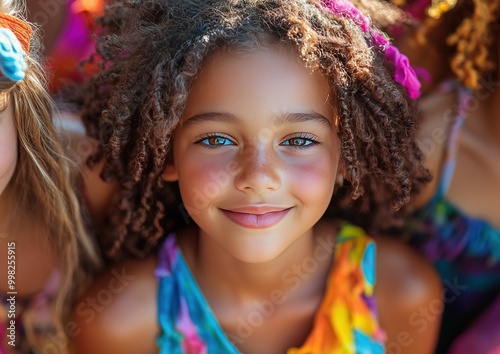 Joyful young girls enjoying a vibrant outdoor scene filled with laughter, friendship, and happiness