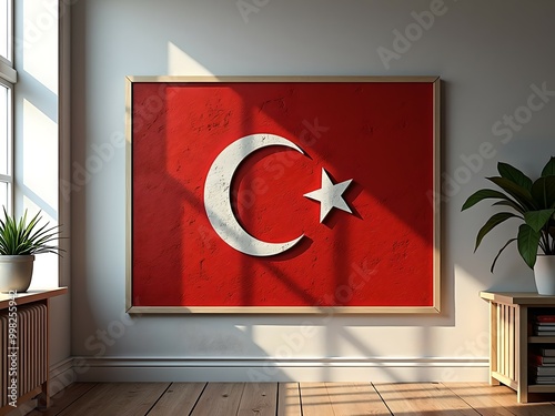 Türk Bayrağı, Waving Turkish Flag, Republic of Türkiye. photo