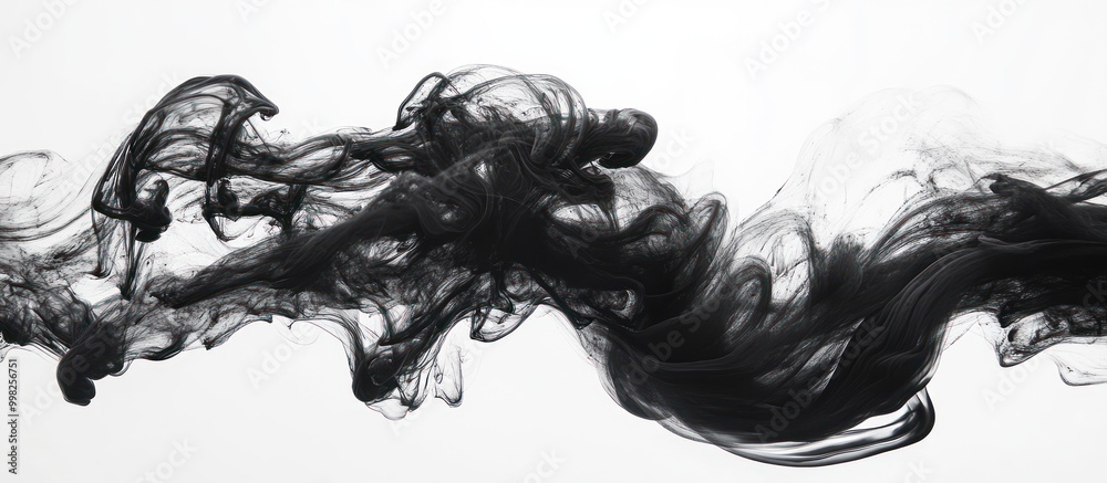 Abstract black ink flowing in water on a white background. Abstract black ink flowing in water on a white background.