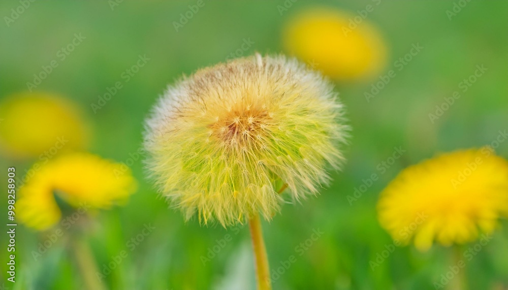 Close up of a blooming dandelion flower in the park. Close up of a blooming dandelion flower in the park.