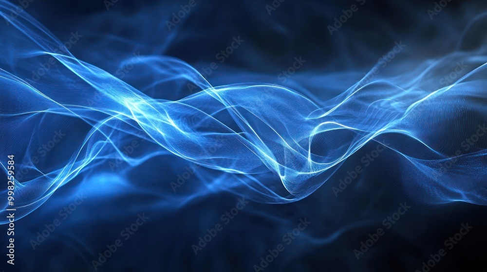 Naklejka premium Abstract Blue Smoke Waves