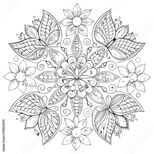 Butterfly coloring book for adults vector