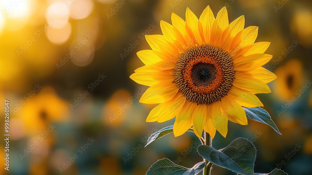 Fototapeta premium Vivid Sunflower in Bloom Against a Beautifully Blurred Natural Background for Vibrant Imagery