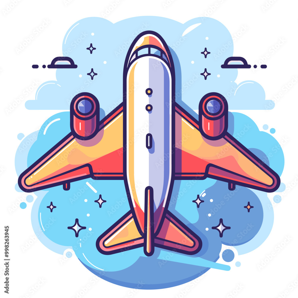 Fototapeta premium Airplane icon in flat style isolated on white background. Vector illustration