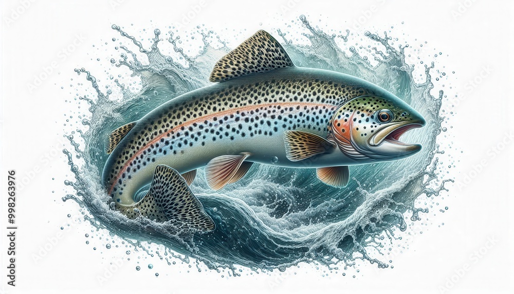 Fototapeta premium trout on white background