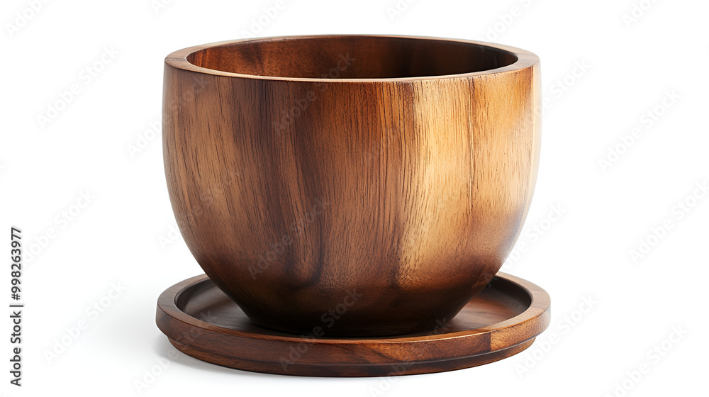 a wooden bowl with a saucer
a wooden bowl with a saucer