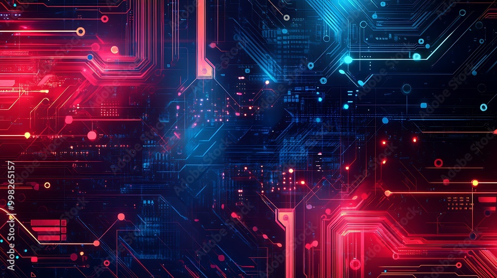 Abstract digital circuitry with vibrant colors. Abstract digital circuitry with vibrant colors.