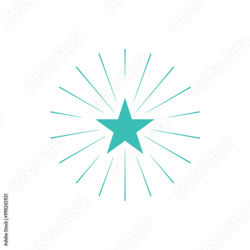 Green Star that attracts attention. vector illustration. background for promotions, discounts, promotions, tags. Colored rays of light going in different directions like a fireworks explosion