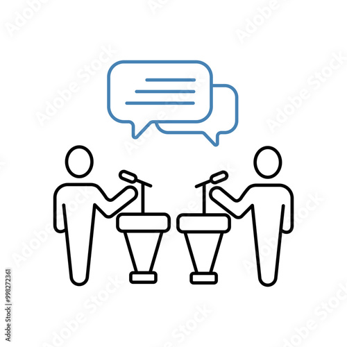 debate concept line icon. Simple element illustration. debate concept outline symbol design.