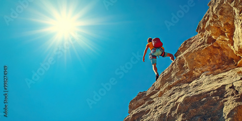 Rocky Ridge Rambler: A person hiking along a winding path through jagged rocks and verdant trees.