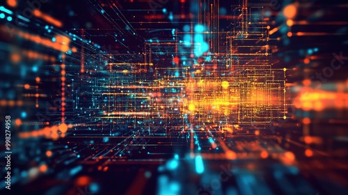 Wallpaper Mural Cyberpunk Inspired Abstract Background Depicting Information Flow Torontodigital.ca