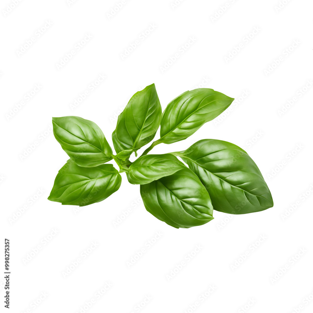Fototapeta premium green herbal leaves isolated on white
