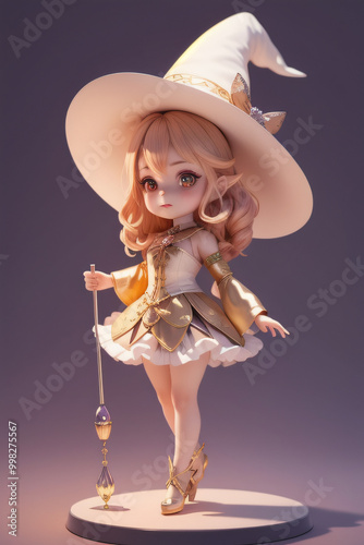 Chibi Witch with a Magical Staff photo