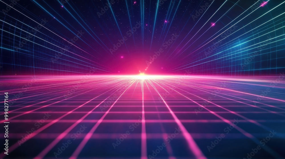 A neon grid background with sharp, glowing lines stretching into the horizon, evoking a cyber-digital world. A neon grid background with sharp, glowing lines stretching into the horizon, evoking a cyber-digital world.
