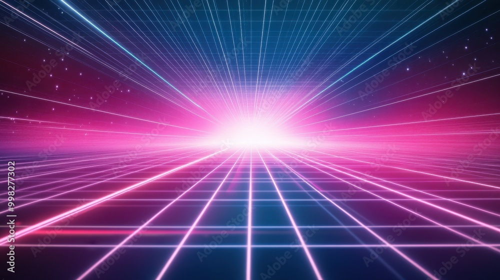 A neon grid background with sharp, glowing lines stretching into the horizon, evoking a cyber-digital world. A neon grid background with sharp, glowing lines stretching into the horizon, evoking a cyber-digital world.
