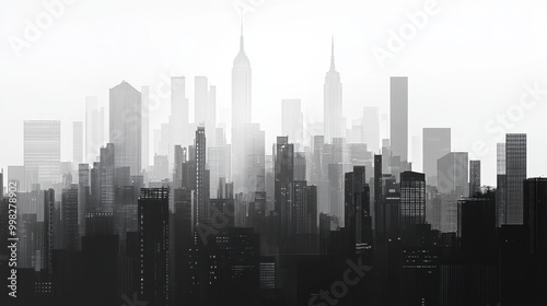 Wallpaper Mural Grayscale pixelated city skyline with towering skyscrapers and modern urban design, perfect for a tech-driven aesthetic. Torontodigital.ca